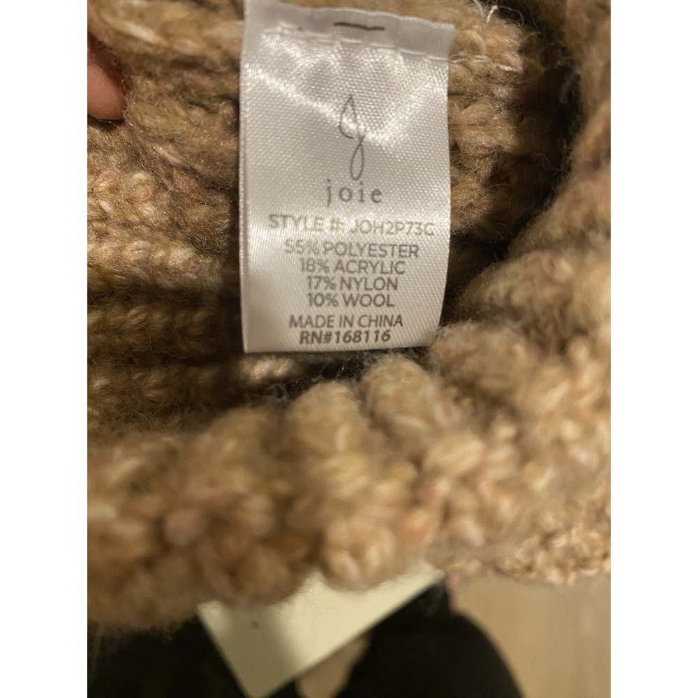 JOIE‎ Women's Beanies (2) Knit Ribbed Pom Pom Roll Cuff - Picture 3 of 3